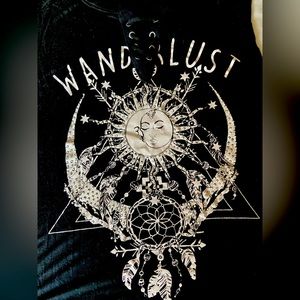 Cute celestial tank top “Wanderlust” with tie front